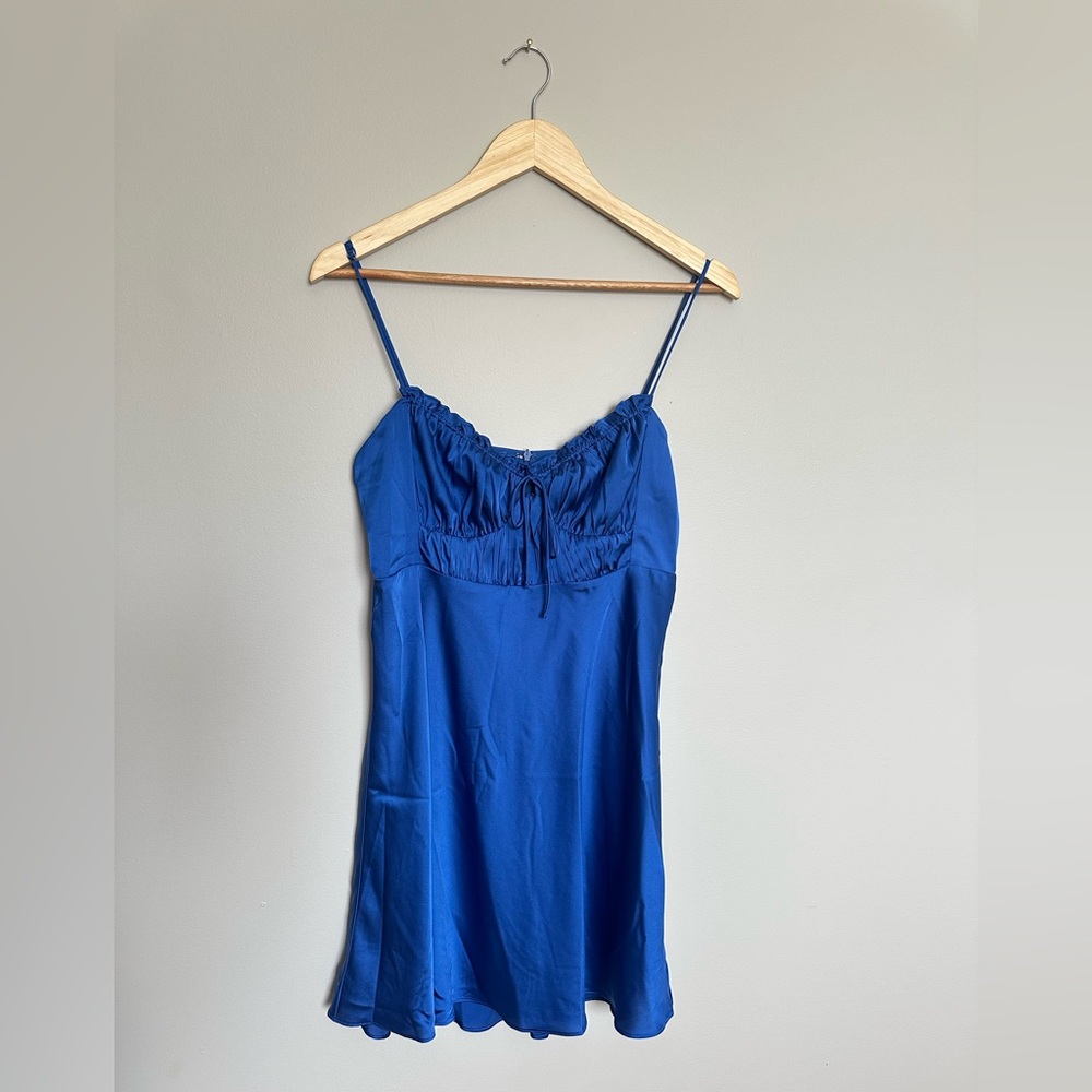 Blue Satin Mini Dress